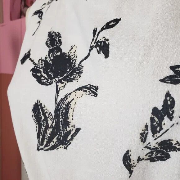 Yaly Couture Romantic Tomato Girl Floral Sleeveless Linen Midi Dress with Sash - Picture 4 of 10